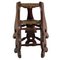 Set of Brutalist Neo Gothic Rush Oak Tripod Stools, France, 1960s 5
