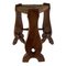 Set of Brutalist Neo Gothic Rush Oak Tripod Stools, France, 1960s 12