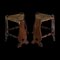 Set of Brutalist Neo Gothic Rush Oak Tripod Stools, France, 1960s 17