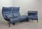 Italian Three-Seat Flexible Veranda Sofa in in Petrol Blue Leather by Vico Magistretti for Cassina, 1980s, Image 2