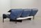 Italian Three-Seat Flexible Veranda Sofa in in Petrol Blue Leather by Vico Magistretti for Cassina, 1980s 8