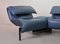 Canapé 3 Places Flexible Maralunga en Cuir Bleu Pétrole par Vico Magistretti pour Cassina, 1980s 14
