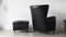 Black Leather Model DS-23 Lounge Chair & Footstool by Franz Josef Schulte for de Sede, Set of 2 5