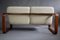 Mid-Century Modern Ecru and Wooden Frame 2-Seater Sofa attributed to Giroflex, 1970s 8