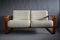 Mid-Century Modern Ecru and Wooden Frame 2-Seater Sofa attributed to Giroflex, 1970s 1