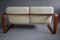 Mid-Century Modern Ecru and Wooden Frame 2-Seater Sofa attributed to Giroflex, 1970s 6