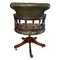 Antique Victorian Green Leather Captain's Chair, Image 2