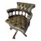 Antiker viktorianischer Captain's Chair aus grünem Leder 6