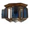 Lampada da soffitto vintage ottagonale in ottone e cristallo blu, Spagna, Immagine 1