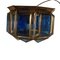 Vintage Spanish Octagonal Brass and Blue Crystal Ceiling Lamp, Image 13