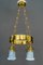 Art Deco Hammered Chandelier with Opaline Glass Shades, Vienna, 1920, Image 5