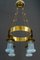 Art Deco Hammered Chandelier with Opaline Glass Shades, Vienna, 1920, Image 7