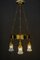 Art Deco Hammered Chandelier with Opaline Glass Shades, Vienna, 1920, Image 2