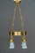 Art Deco Hammered Chandelier with Opaline Glass Shades, Vienna, 1920, Image 3