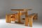 Tavolo grande Les Arcs, panca e 2 sgabelli attribuiti a Charlotte Perriand, Francia, anni '60, set di 4, Immagine 5