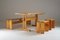 Tavolo grande Les Arcs, panca e 2 sgabelli attribuiti a Charlotte Perriand, Francia, anni '60, set di 4, Immagine 9