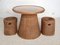 Circular Rattan Table with 2 Stools, Set of 3, Image 4