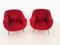 Mid-Century Italian Red Teddy Fabric Armchair, 1950s, Set of 2 8