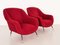 Mid-Century Italian Red Teddy Fabric Armchair, 1950s, Set of 2 17