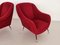 Mid-Century Italian Red Teddy Fabric Armchair, 1950s, Set of 2 2