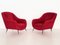 Mid-Century Italian Red Teddy Fabric Armchair, 1950s, Set of 2 1