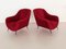 Mid-Century Italian Red Teddy Fabric Armchair, 1950s, Set of 2 18
