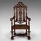 Victorian Scottish Carved Throne Chair in Oak 1