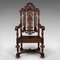 Victorian Scottish Carved Throne Chair in Oak, Image 1