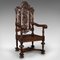 Victorian Scottish Carved Throne Chair in Oak 2