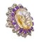 Topaz, Amethyst, Diamond, Rose Gold and Silver Ring, Image 2