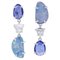 Opal, Sapphire, Diamond & Platinum Dangle Earrings, 1960s, Set of 2 1
