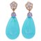 Turquoise, Tanzanite, Diamond & 14 Karat Rose Gold Earrings, Set of 2 1