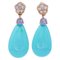 Turquoise, Tanzanite, Diamond & 14 Karat Rose Gold Earrings, Set of 2, Image 1