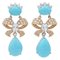 Boucles d'Oreilles Turquoise, Aigue-Marine, Diamant, Or Blanc 18 Carat et Jaune, 1970s, Set de 2 1