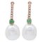 Pearl, Emerald, Diamond & 14 Karat Rose Gold Earrings, Set of 2, Image 1