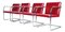 Sedie Mid-Century moderne rosse di Mies Van Der Rohe per Thonet, anni '70, set di 4, Immagine 1