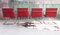 Sedie Mid-Century moderne rosse di Mies Van Der Rohe per Thonet, anni '70, set di 4, Immagine 8