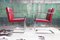 Rote Mid-Century Stühle von Mies Van Der Rohe für Thonet, 1970er, 4er Set 5