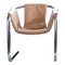 Postmodern Chrome & Beige Leather Sling Lounge Chair, 1970s 1