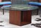 Danish Modern Teak & Walnut Cube Base Coffee Table with Glass Top in the style of Peter Hvidt, 1980s 11