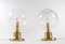 Italian Table Lamps in Gold Brass and Glass, 1970s, Set of 2 1