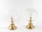 Italian Table Lamps in Gold Brass and Glass, 1970s, Set of 2 2