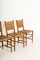 Mid-Century Modern Oak and Straw Chairs, Set of 6, Image 5