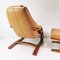Leather Fold-Out Armchair with Footrest from Skipper, Denmark, 1970s, Set of 2 10