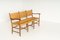 Mid-Century Modern Bench with Oak and Straw 3