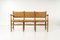 Mid-Century Modern Bench with Oak and Straw 4