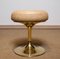 Beige Faux Leather and Gold Tulip Base Stool by attributed to Börje Johanson, Sweden, 1960s 2