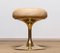 Beige Faux Leather and Gold Tulip Base Stool by attributed to Börje Johanson, Sweden, 1960s, Image 1