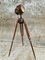 Lámpara de pie reflectora antigua de cobre con trípode de roble, Imagen 8
