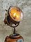 Antique Copper Searchlight Floor Lamp on Oak Tripod, Image 9